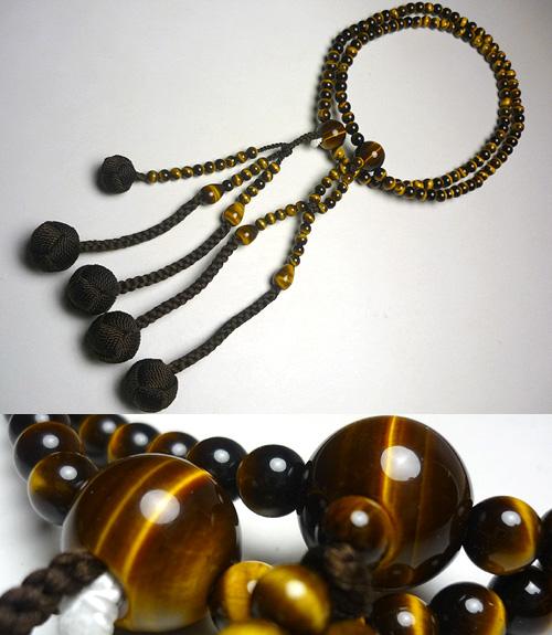 男性用数珠 虎目石 二双半法華 共仕立て 日蓮宗の通販 - お香専門店香源