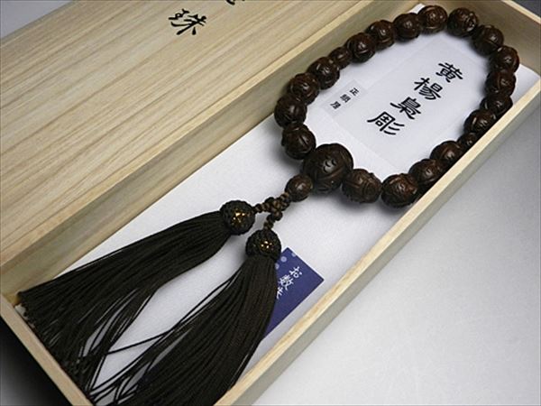 男性用数珠 柘植（つげ） ふくろう彫り 18玉 共仕立ての通販 - お香