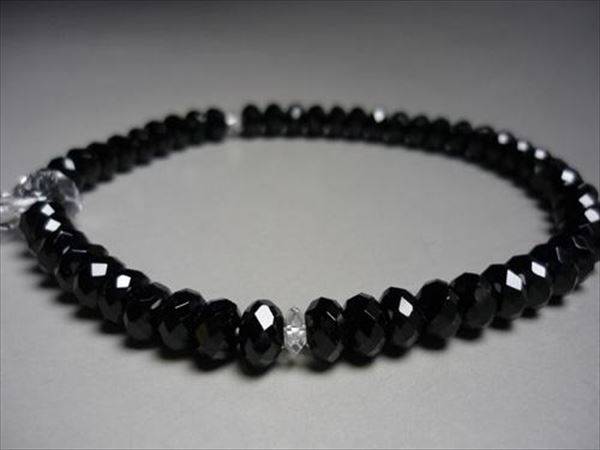 女性用数珠 ブラックスピネル みかん玉切子（カット） 水晶切子 