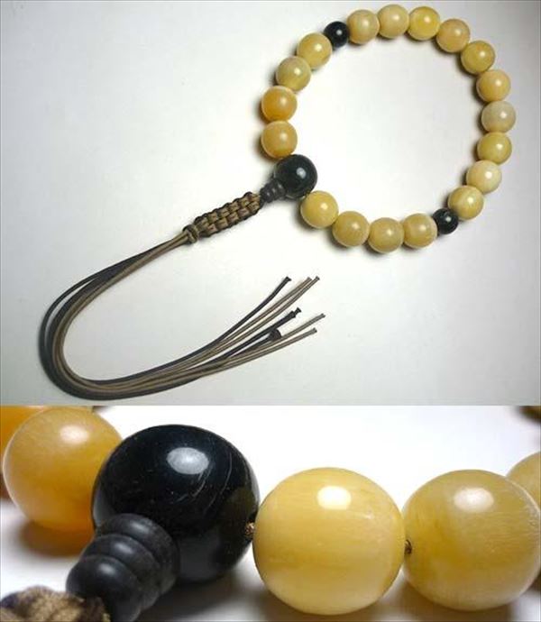 男性用数珠 水牛の角18玉 共仕立て 主玉16mm No.1の通販 - お香専門店香源