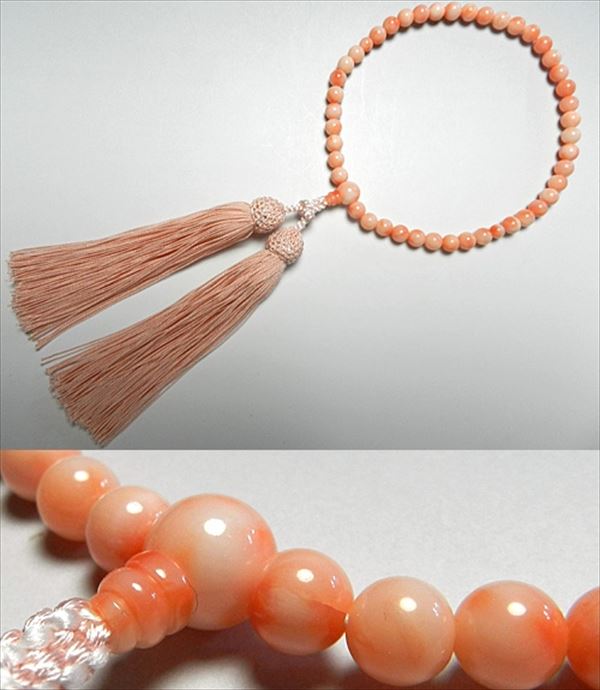 女性用数珠 深海珊瑚 6mm 共仕立て 東雲房の通販 - お香専門店香源