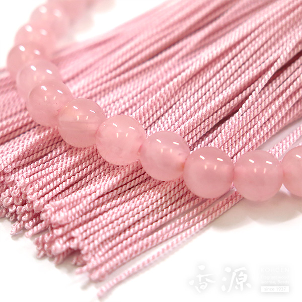 女性用数珠 ローズクォーツ8mm 共仕立て 灰桜房の通販 - お香専門店香源