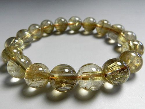 ルチル（金線入り水晶） 12mm玉 ブレスレット ストレートの通販 - お香