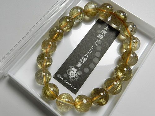 ルチル（金線入り水晶） 12mm玉 ブレスレット ストレートの通販