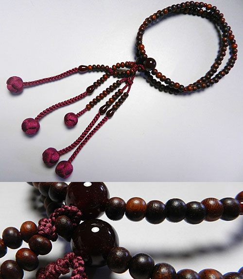 女性用数珠 紫檀 日蓮宗 瑪瑙仕立て 二双法華の通販 - お香専門店香源