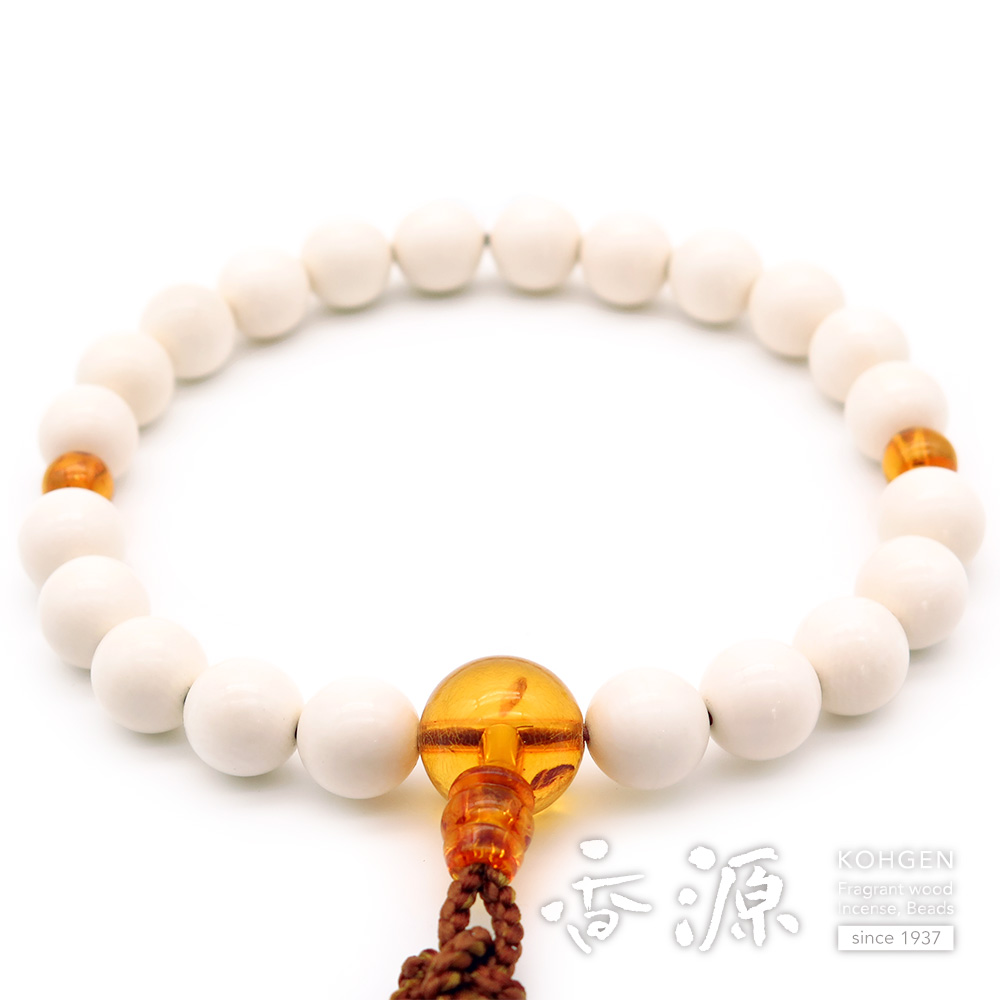 マンモス　数珠 男性用のお数珠 マンモス 22玉 片手 琥珀仕立ての通販 - お香専門店香源