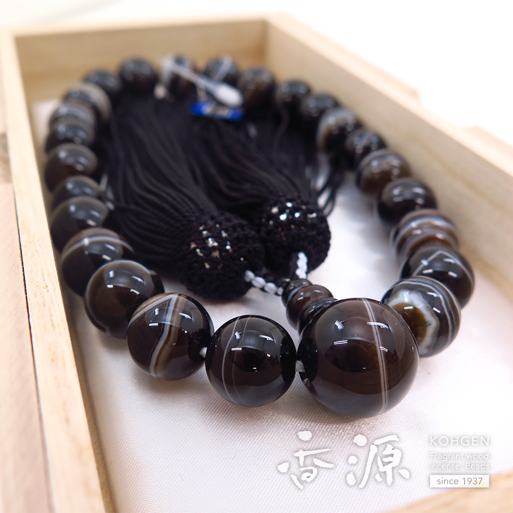 黒縞メノウ 22玉 片手共仕立て Aの通販 - お香専門店香源