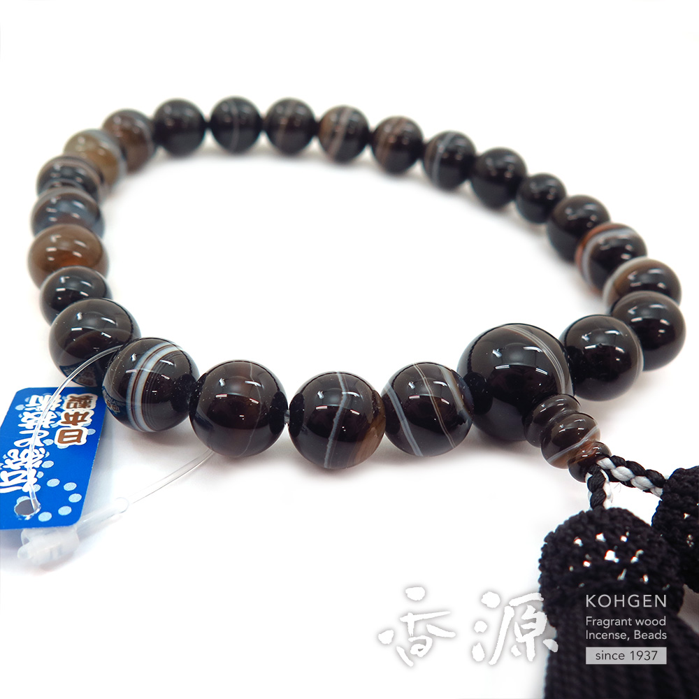 黒縞メノウ 22玉 片手共仕立て Cの通販 - お香専門店香源