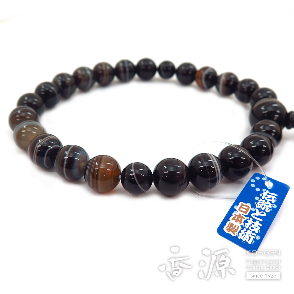 黒縞メノウ 22玉 片手共仕立て Cの通販 - お香専門店香源