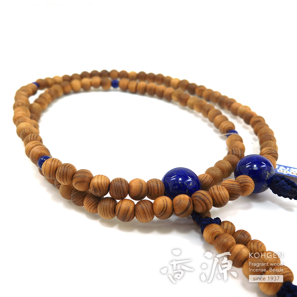 男性用のお数珠 屋久杉 日蓮宗 尺 法華 ラピスラズリ仕立ての通販 - お