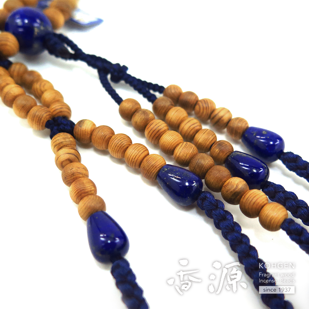 男性用のお数珠 屋久杉 日蓮宗 尺 法華 ラピスラズリ仕立ての通販 - お