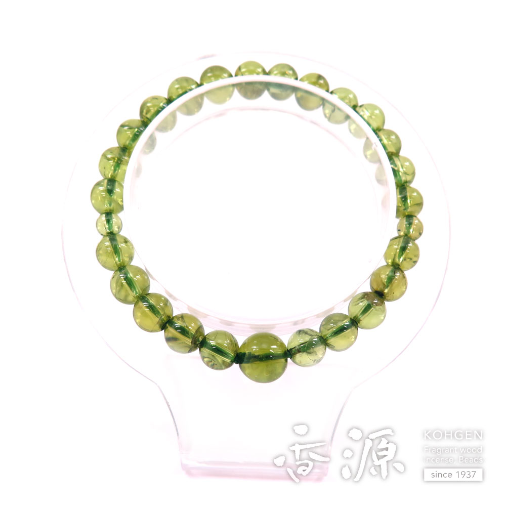 上ペリドット 7mm玉 ブレスレット 共仕立て 限定品の通販 - お香専門店香源