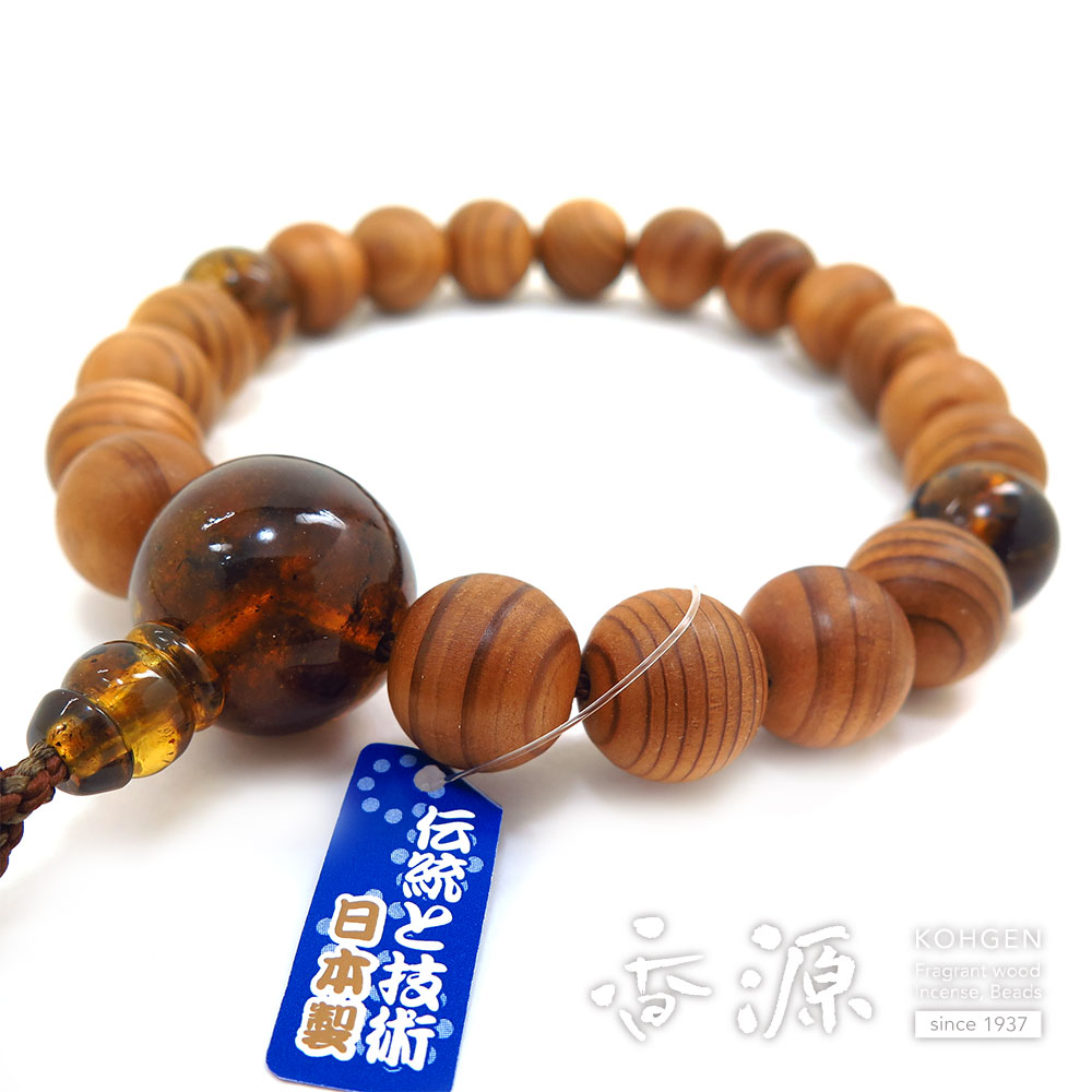 男性用のお数珠 屋久杉 18玉 ブルーアンバー仕立て 限定品の通販 - お
