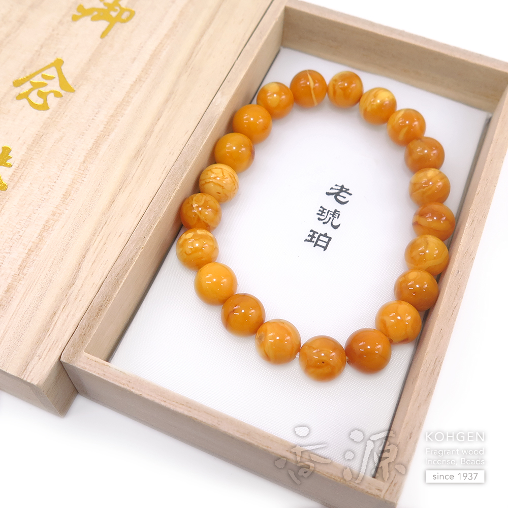 老琥珀 10mm玉 ブレスレット 腕輪念珠 ストレート 限定品の通販 - お香