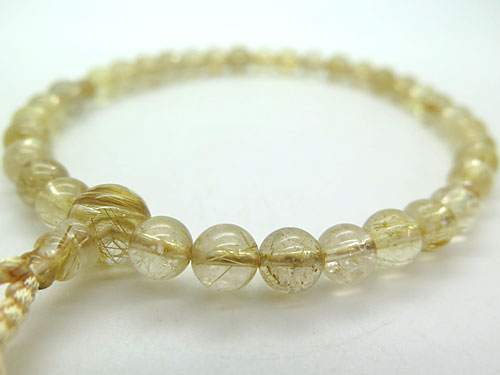 数珠 女性用 金線水晶 ルチル水晶 7.5mm 共仕立て 限定品