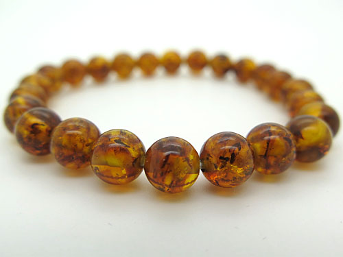 圧縮琥珀 8mm玉 ブレスレット ストレート 限定品 特別価格の通販