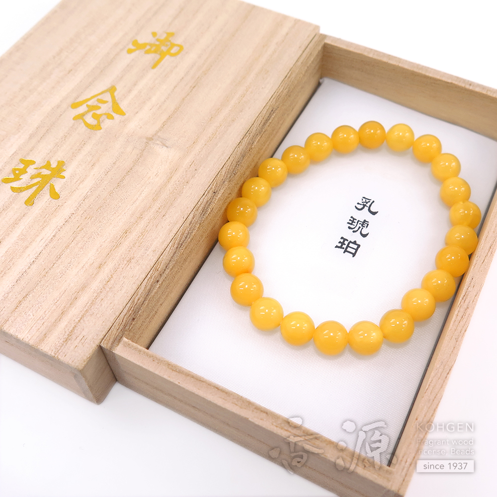 乳琥珀 8mm玉 ブレスレット 腕輪念珠 ストレート 限定品の通販 - お香