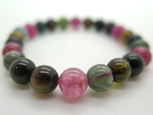 極美品♡うるうる艶々♡上質♡トルマリン♡k18♡編み込みブレスレット 最高級ミックストルマリン 8mm玉 ブレスレット ストレート 限定1品