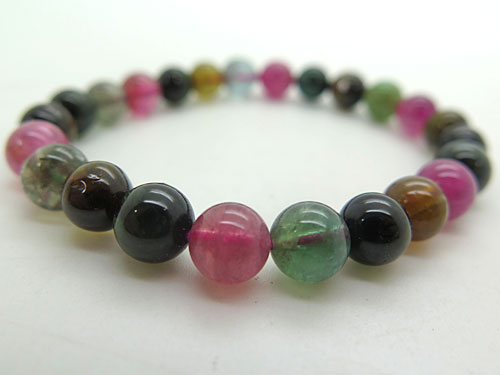 最高級ミックストルマリン 8mm玉 ブレスレット ストレート 限定1品