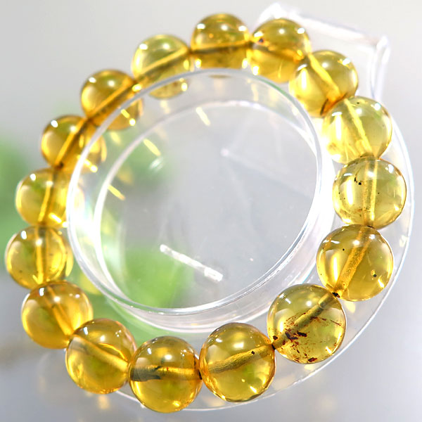 13mm　ドミニカ共和国✴ブルーアンバー　琥珀　ブレスレット ドミニカ産ブルーアンバー ラウンド13mm ブレスレット NO.266