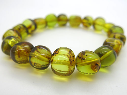 グリーン琥珀 アンバー バロック型 ブレスレット ストレートの通販