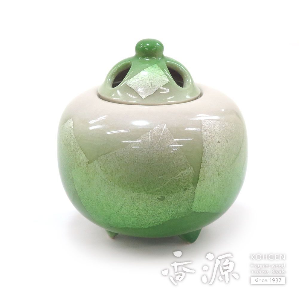 九谷焼 香炉 銀彩緑 3.5号 限定品の通販 - お香専門店香源