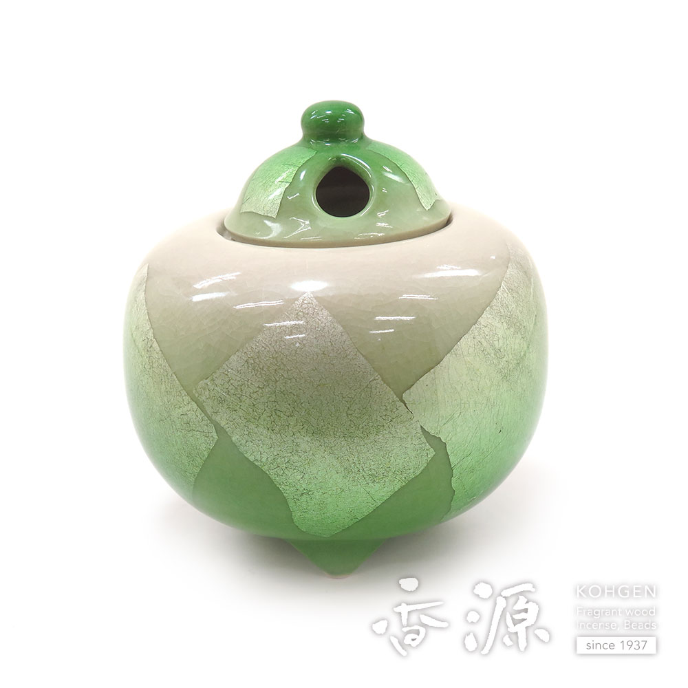 九谷焼 香炉 銀彩緑 3.5号 限定品の通販 - お香専門店香源