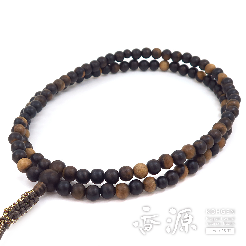 数珠⑦ 男性用のお数珠 神代杉 尺七 臨済宗 ﾐｶﾝ玉 茶水晶仕立て