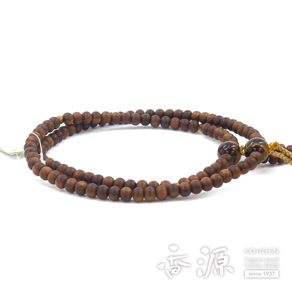 男性用のお数珠 ツヤケシ栴檀 尺 日蓮宗 虎目石仕立ての通販