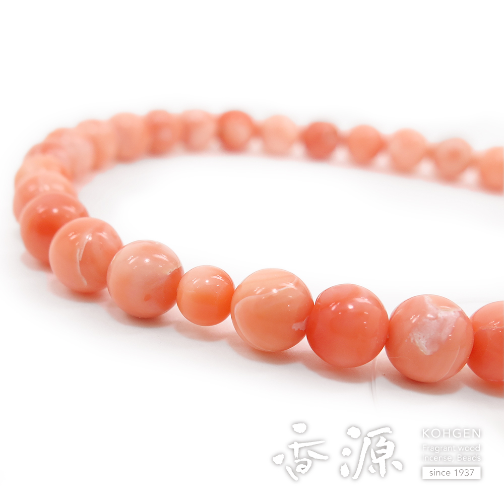 女性用数珠 深海珊瑚 7mm玉 共仕立て 限定品aの通販 - お香専門店香源