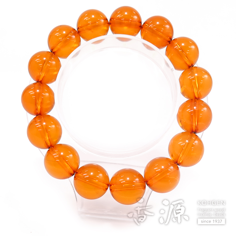 本琥珀 14mm玉 ブレスレット 腕輪念珠 ストレート 限定品の通販 - お香