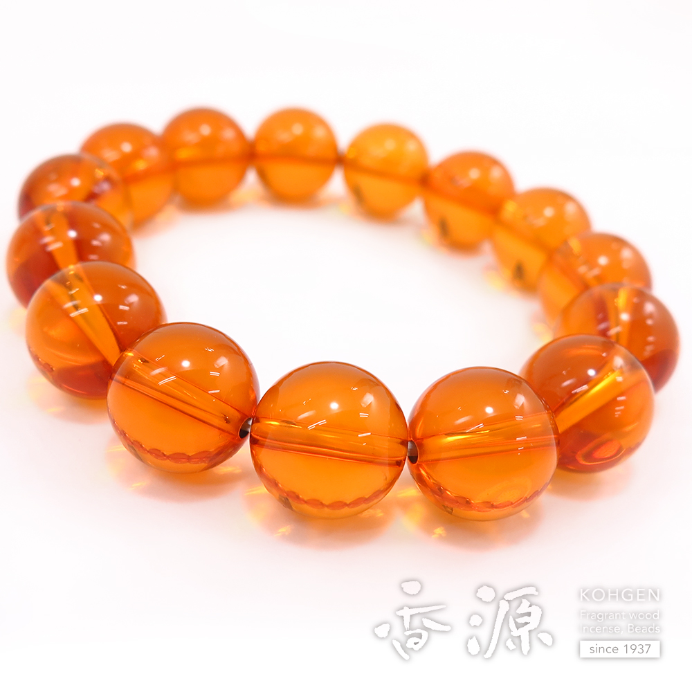 本琥珀 14mm玉 ブレスレット 腕輪念珠 ストレート 限定品の通販 - お香