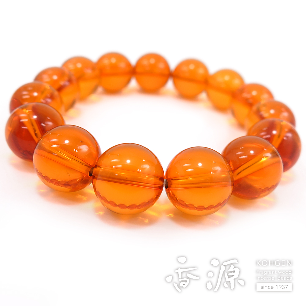本琥珀 14mm玉 ブレスレット 腕輪念珠 ストレート 限定品の通販 - お香
