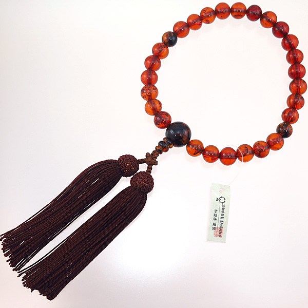 男性用数珠 チェリー琥珀 26玉 圧縮琥珀仕立ての通販 - お香専門店香源