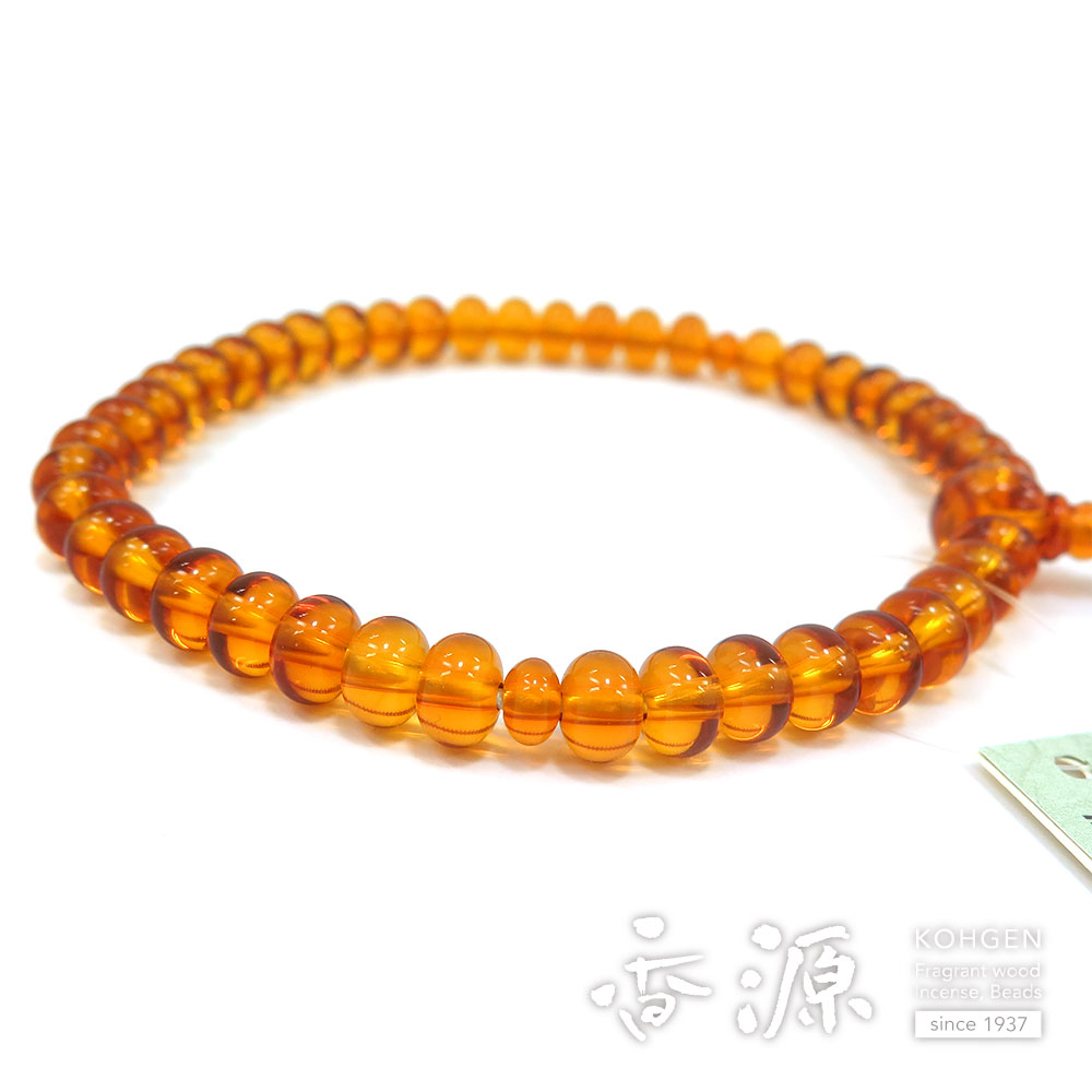 女性用のお数珠 天然琥珀 6*8mm玉 共仕立て 限定品の通販 - お香専門店香源