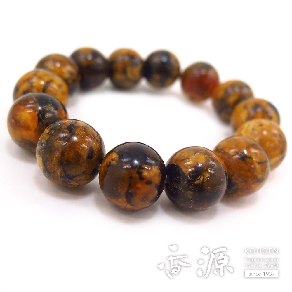 ブレスレット 虎琥珀 15.5mm ストレート 限定品 限定品の通販 - お香