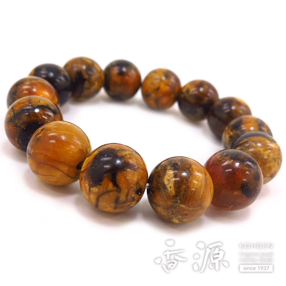 ブレスレット 虎琥珀 15.5mm ストレート 限定品 限定品の通販