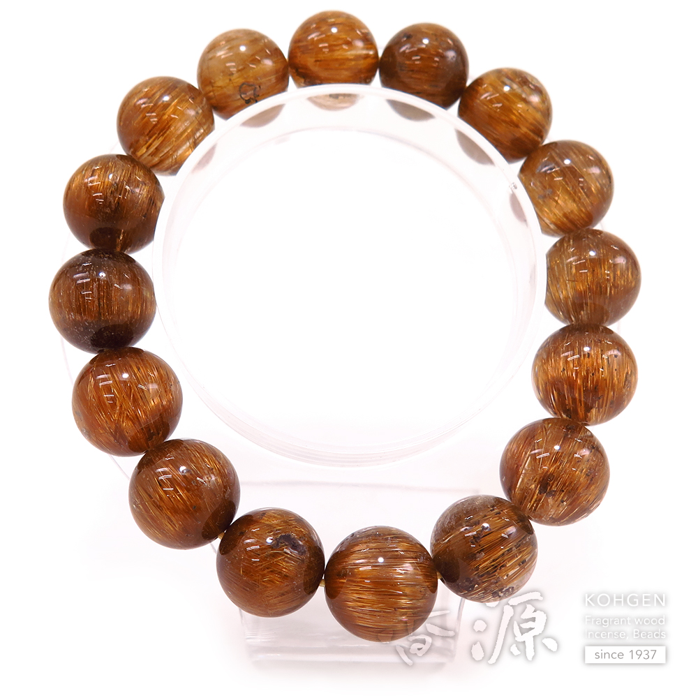 腕輪念珠　ブレスレット　ルチルクォーツ 数珠ブレスレット ルチルクォーツ オニキス - 念珠ドットコム