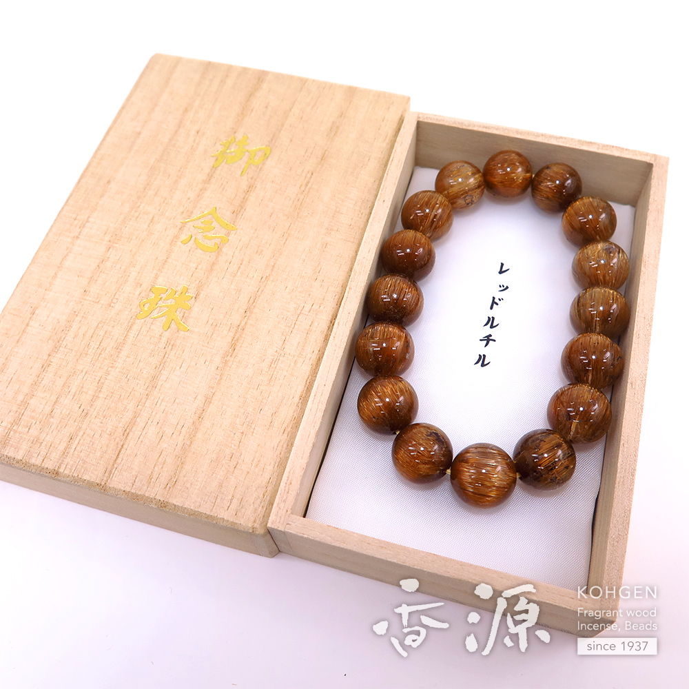 レッドルチルクォーツ 13mm玉 ブレスレット 腕輪念珠 ストレート 限定