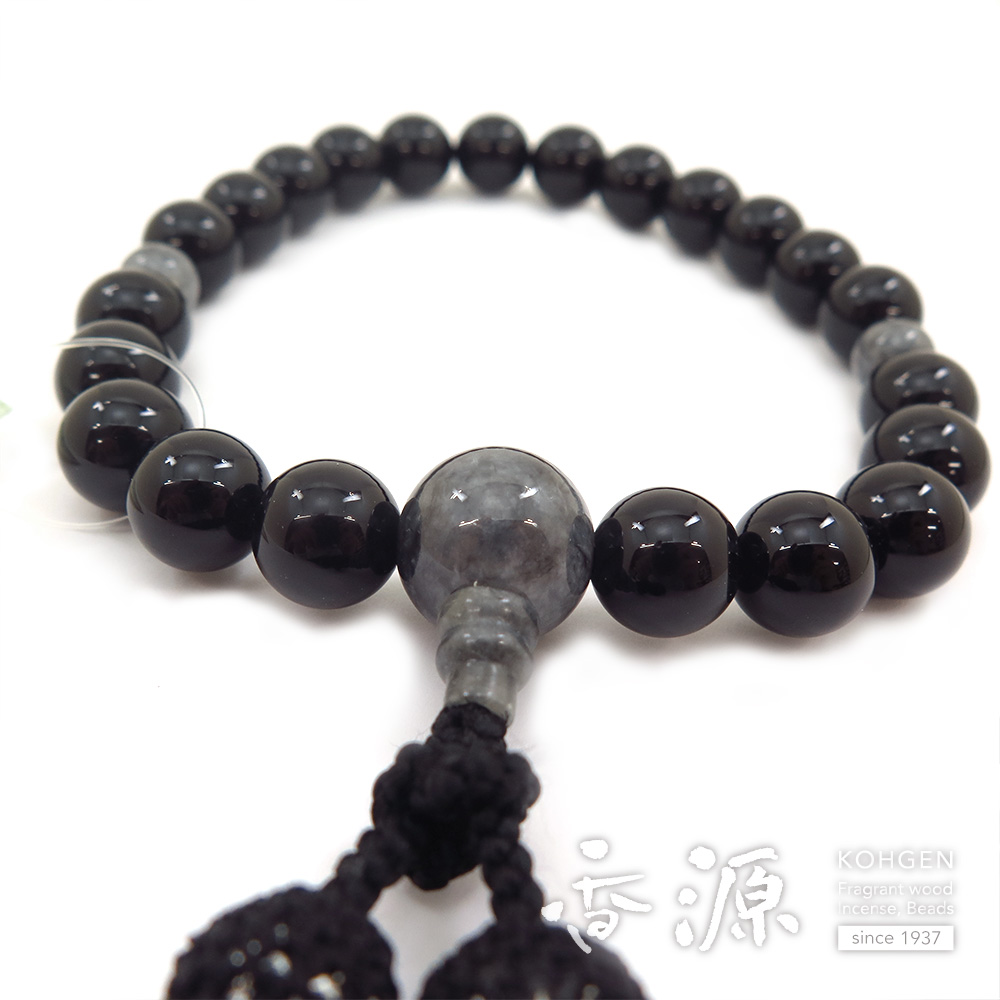 黒オニキス 22玉 片手ビルマ翡翠 仕立て 限定品の通販 - お香