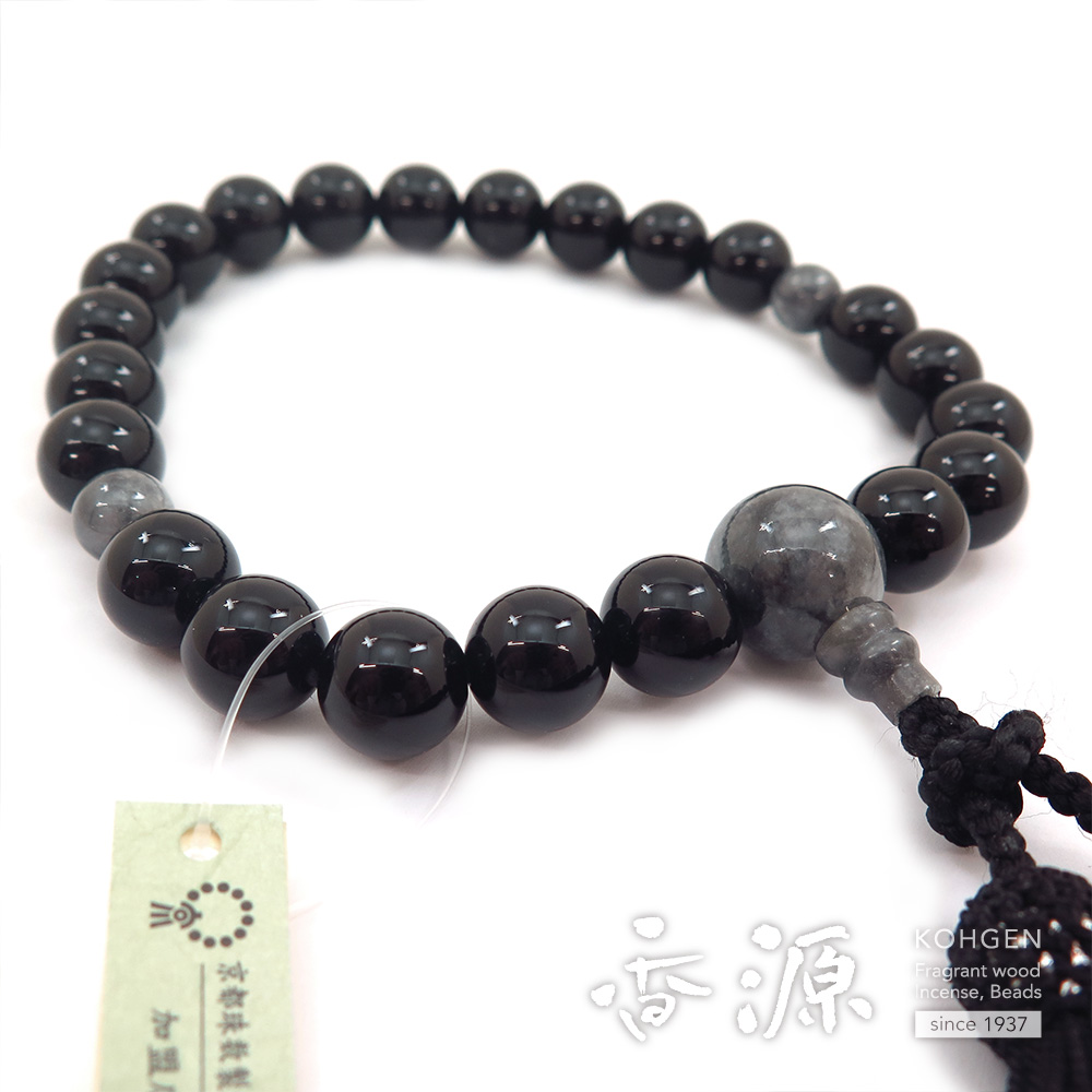黒オニキス 22玉 片手ビルマ翡翠 仕立て 限定品の通販 - お香