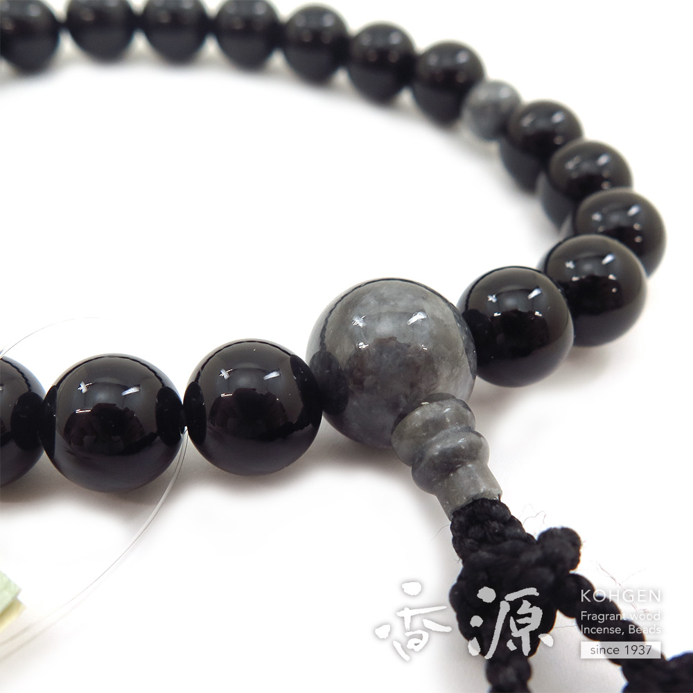 黒オニキス 22玉 片手ビルマ翡翠 仕立て 限定品の通販 - お香