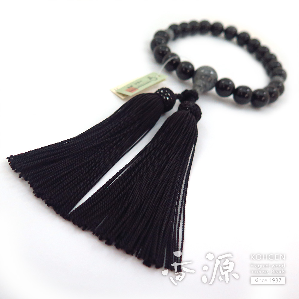 黒オニキス 22玉 片手ビルマ翡翠 仕立て 限定品