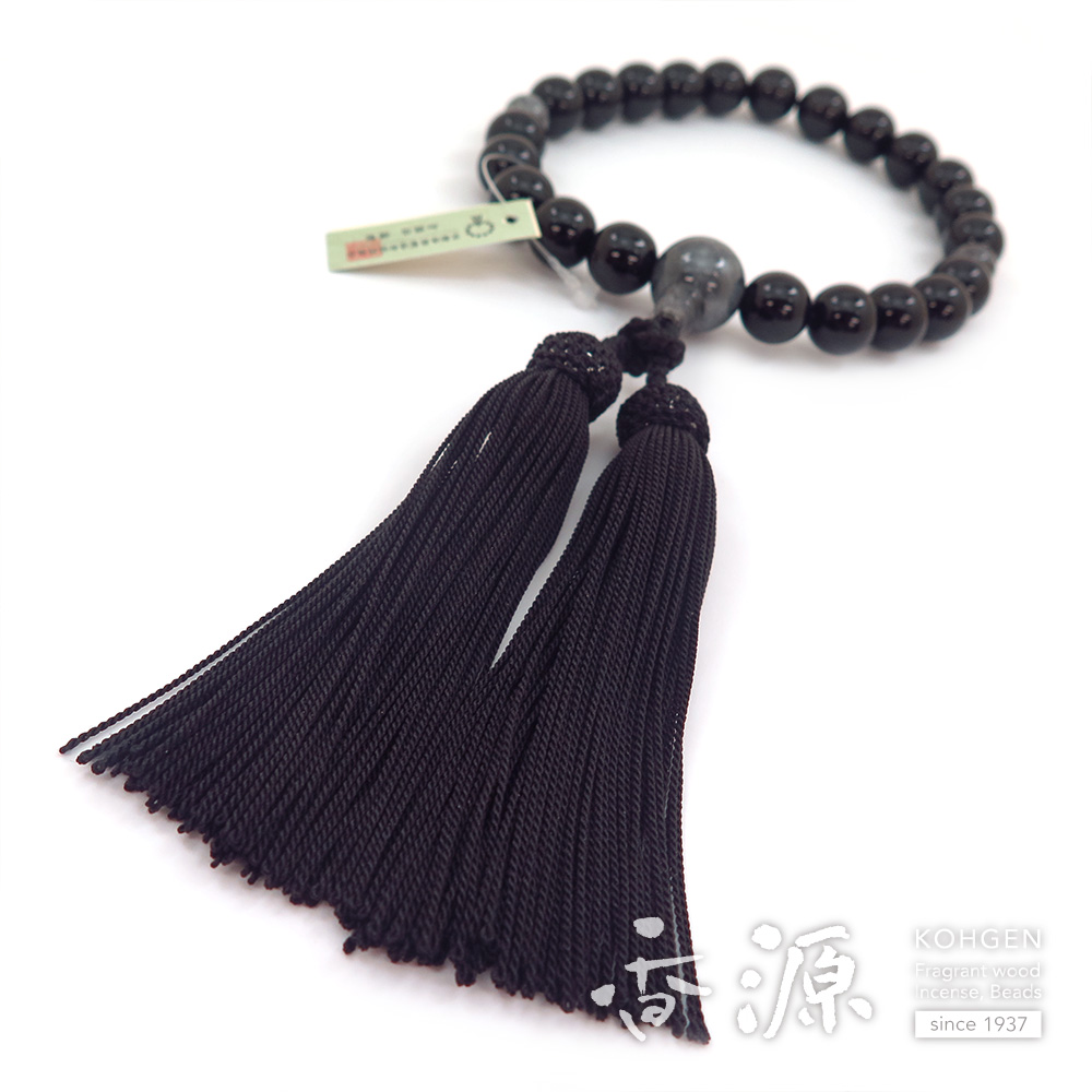 黒オニキス 22玉 片手ビルマ翡翠 仕立て 限定品A
