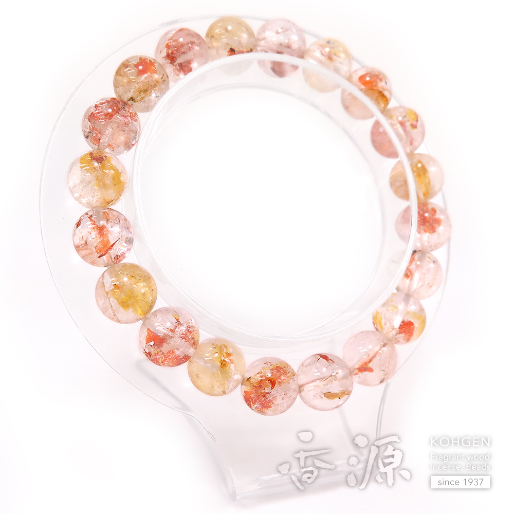 ライモナイトインクォーツ 9mm玉 ブレスレット 腕輪念珠 ストレート
