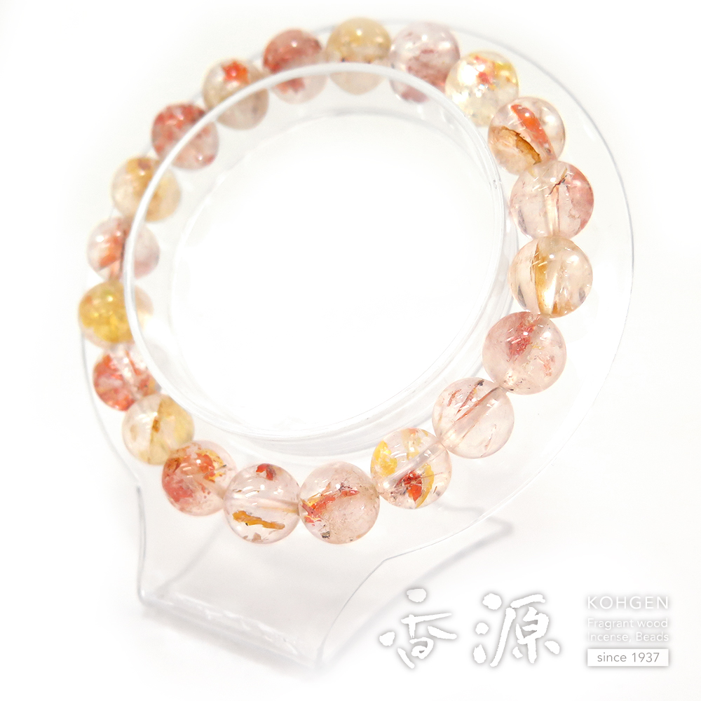 ライモナイトインクォーツ 9mm玉 ブレスレット 腕輪念珠 ストレート