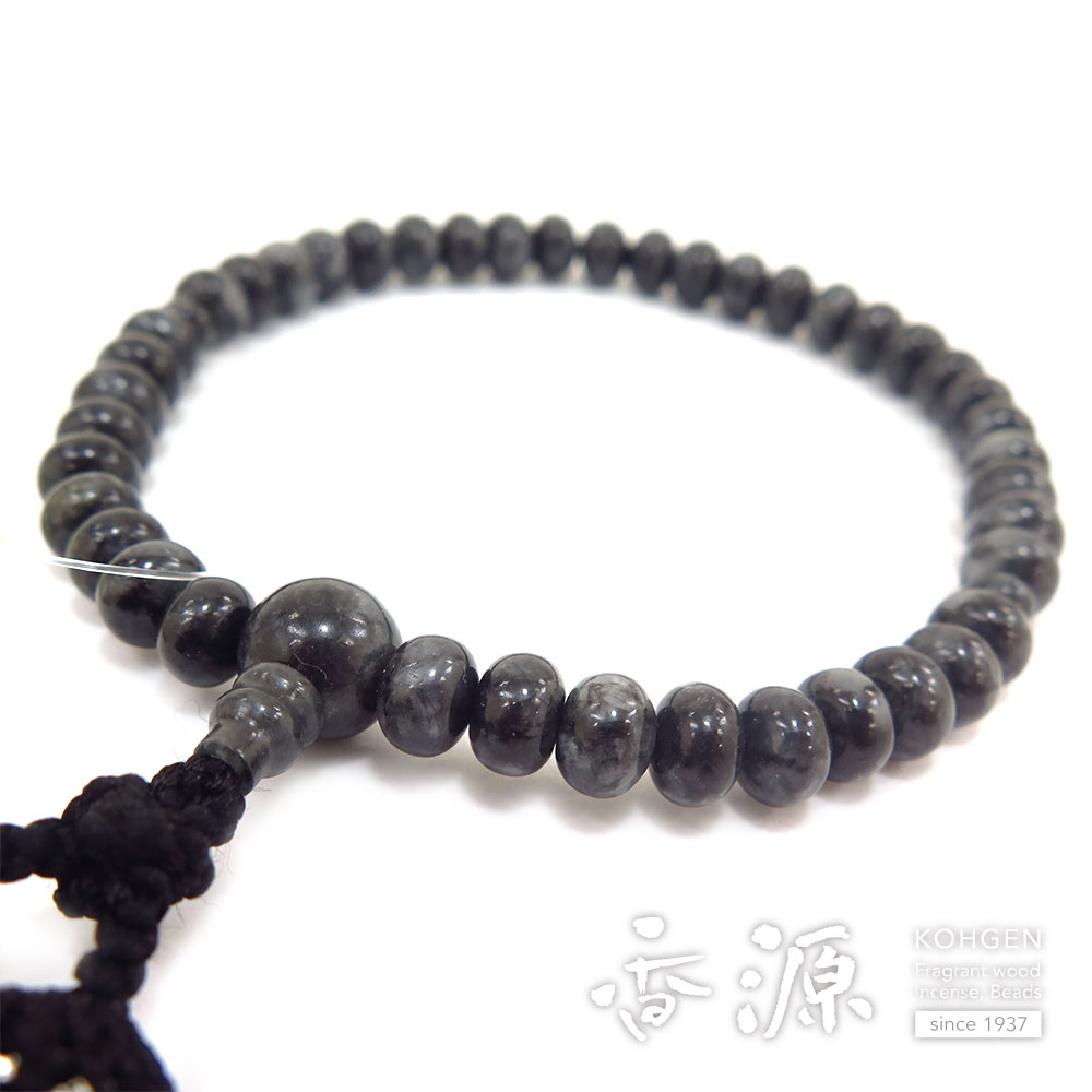 女性用のお数珠 黒ビルマ翡翠 6*8mm玉 共仕立て 限定品の通販 - お香