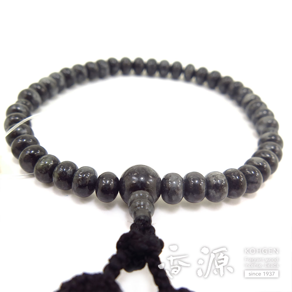 女性用のお数珠 黒ビルマ翡翠 6*8mm玉 共仕立て 限定品の通販 - お香