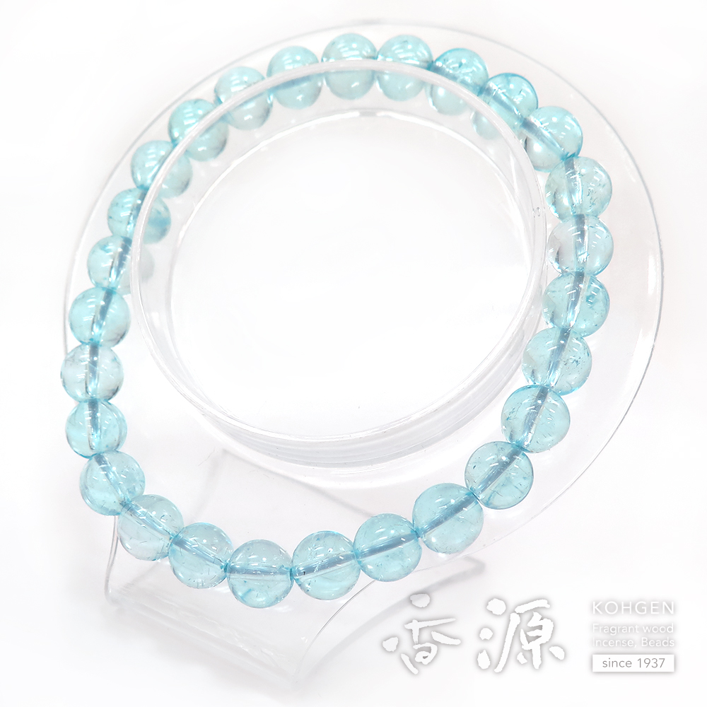 ブルートパーズ 8mm玉 ブレスレット 腕輪念珠 ストレート 限定品の通販