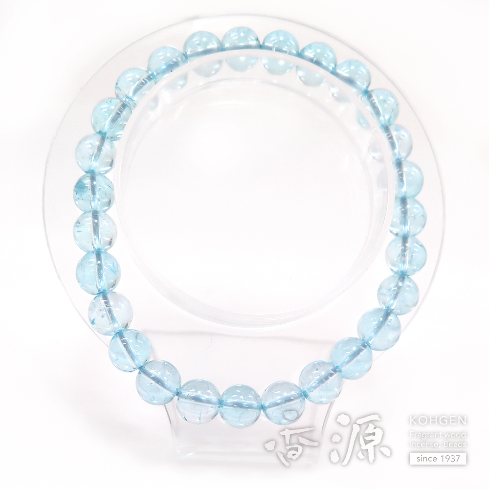 ブルートパーズ 8mm玉 ブレスレット 腕輪念珠 ストレート 限定品